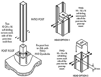 Fastening LYSAGHT® Patio Post