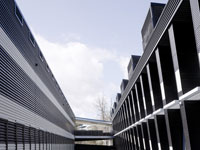 The RSPCA Burwood headquarters redevelopment uses walling and roofing made from LYSAGHT PANELRIB&reg; and LYSAGHT SPANDEK&reg; in colours Night Sky&reg; and Surfmist&reg;