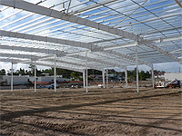 Bunnings warehouse contstruction Project - using LYSAGHT SupaZed&reg; purlin system combined with Rimco Tapered Beam system.