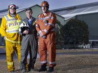 Firefighting heroes: Tony Brown, Michael Carr and Paul De Bruyn of Western Port operation