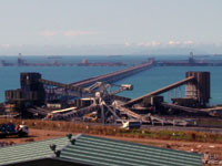 Dalrymple Bay Coal Terminal (DBCT), North Queensland. The buildings are clad in PERMALITE LT7&reg; and V-RIB&reg; in colours Silver Coin&trade; and Bronze Olive. PERMALITE&reg; aluminium purlins and girts were also used.