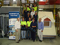 Sixteen trainees who graduated from the pre-vocational metal roof installation Certificate 1 courses held at the Gymea, Maitland and Mount Druitt TAFE campuses.