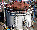 Huge LNG tanks like this, manufactured from XLERPLATE® steel, will hold gas from the Pluto field.