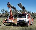 The 14 metre SURELINE&reg; poles were installed over a hilly 1.6 kilometre track in ground conditions which included rock and shale