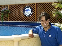 Stern’s Playground owner Joel Stern with one of the company’s pools. 