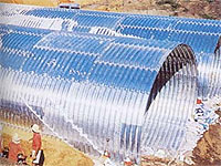 Jimboomba Creek Superspan Bridge Structure consists of curved, corrugated and hot dipped galvanisd, 7mm grade 250 steel panels, bolted together on-site to form the desired arch or ellipse shaped structure.