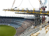 The new roof for the Northern Stand of the Melbourne Cricket Ground is a cable net structural system which uses 4,500 tonnes of structural steel supplied by BlueScope Steel.