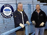 Technosteel Australia Directors Roy Adcock (left) and Geoff Cook … using steel framing made from TRUECORE® steel