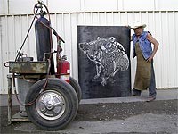 Ron Clarke and his original creations have become a tourist attraction along the Sturt Highway.