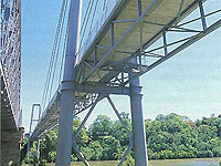 Jack Pesch Bicycle and Pedestrian Bridge which spans the Brisbane River. The concrete deck is supported by, and acts compositely with, two fully welded steel trusses made from Grade 350 XLERCOIL® RHS sections.