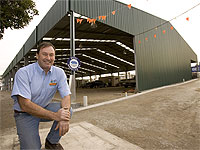 Bayside Steel Structures' owner Malcolm Robertson outside the Woodchop Pavillion at Melbourne Showgrounds