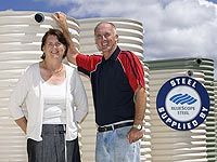 Slimline Rainwater Tanks,a member of the STEEL BY&trade; Brand Partnership Program, sells about 140 slim tanks a month made from AQUAPLATE&reg; steel, according to owners Lesley Wilson and Ian Carruthers.