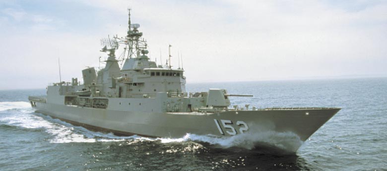 HMAS Warramunga undergoes sea trials before being commissioned into the Royal Australian Navy