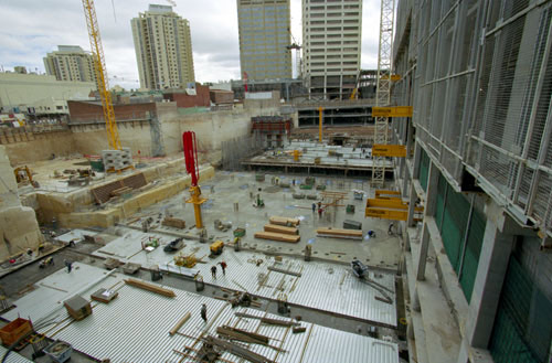The post tensioned band beam and concrete slab design used in the construction of Westfield Shopping Centre, Bondi Junction incorporates nearly 150,000 square metres of DECKFORM® steel.