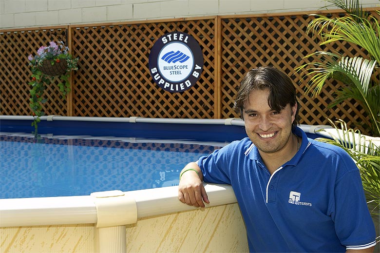 Stern’s Playground owner Joel Stern with one of the company’s pools. 