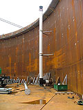 The Minchinbury reservoir design incorporates six strakes which vary from 3000mm in height at the base to 2240mm at the top.  Thickness of the XLERPLATE? steel plates reduces in steps from 32mm on the bottom strake to 8mm at the top of the reservoir