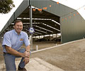 Bayside Steel Structures' owner Malcolm Robertson outside the Woodchop Pavillion at Melbourne Showgrounds