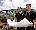 Jared Hinkley (left) and Terry Styles of Ascent Building Solutions, a member of the STEEL BY™ Brand Partnership Program, which installs roofing made from COLORBOND® steel and ZINCALUME® steel.