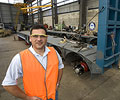 Jim Xidis of Brentwood Trailers, a member of the STEEL BY™ Brand Partnership Program, with a low loader