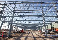 Capral Aluminium Extrusion Plant in Bundamba, Queensland where 1,750 tonnes of 300 grade XLERPLATE&reg; hot rolled plate steel was used to fabricate the beams.