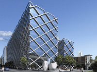 The Macquarie Bank Centre in Sydney supported by an innovative grid like outer structure made from XLERPLATE&reg; steel.
