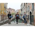Super Studio competition winners Ben Kazacos, Phoebe Baker-Gabb and Brock Hogan on their trip to Venice, courtesy of BlueScope Steel.