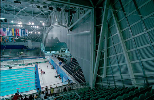 The re-use of structural steel is a feature of the Sydney International Aquatic Centre which uses steel including purlins and girts made from GALVASPAN&reg; steel.